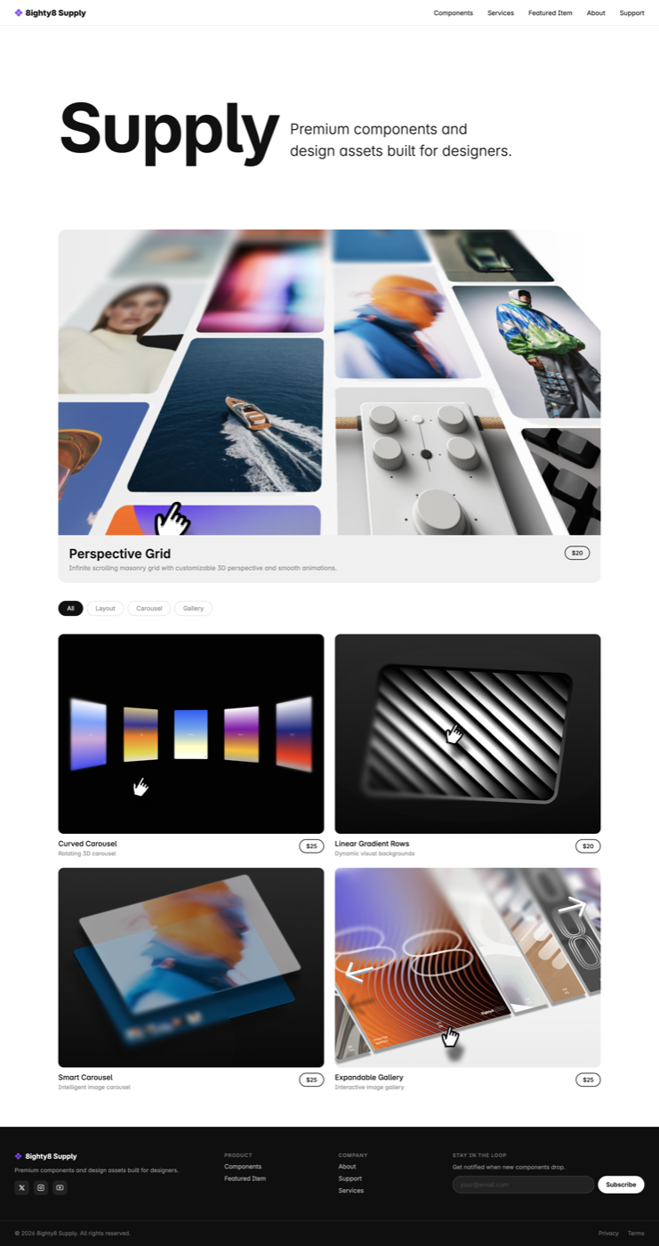 8ighty8 Supply marketplace homepage