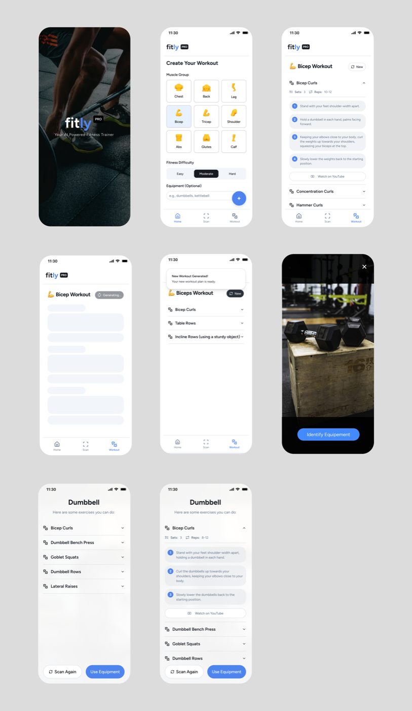 Fitly app screens